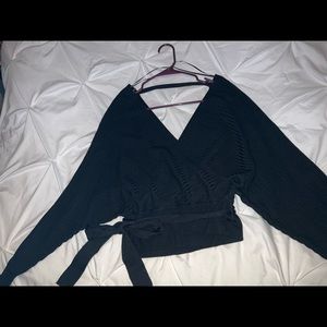 Black Knit Wrap Sweater Medium